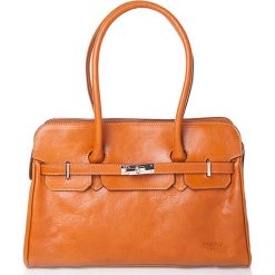 Torebki klasyczne damskie: Skórzana torebka w kolorze jasnobrązowym – 37 x 24 x 13 cm