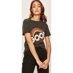Answear - T-shirt. Czarne bluzki damskie ANSWEAR, m, z nadrukiem, z bawełny, casualowe, z okrągłym kołnierzem, z krótkim rękawem. W wyprzedaży za 44,90 zł.