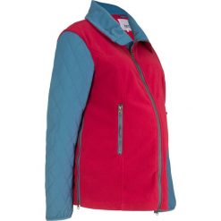 Bluza ciążowa rozpinana z mikropolaru, z watowanymi rękawami bonprix ciemnoczerwono-niebieski dżins. Czerwone bluzy damskie bonprix, bez wzorów, z polaru, bez rękawów, bez kaptura. Za 89,99 zł.