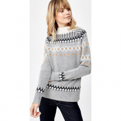 Sweter wełniany w kolorze szarym. Szare swetry klasyczne damskie marki Manode, s, z kaszmiru, ze stójką. W wyprzedaży za 391,95 zł.