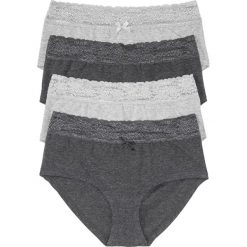 Figi "maxi panty" (4 pary) bonprix antracytowo-jasnoszary melanż. Szare panty damskie bonprix, w koronkowe wzory. Za 55,96 zł.