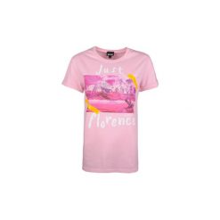 T-shirty z krótkim rękawem Roberto Cavalli S02GC0343. Różowe t-shirty damskie Roberto Cavalli, s, bez wzorów, bez kołnierzyka. Za 299,00 zł.
