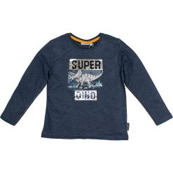 Koszulka "Trouble" w kolorze granatowym. Niebieskie t-shirty chłopięce Salt and Pepper, z nadrukiem, z bawełny, z długim rękawem. W wyprzedaży za 32,95 zł.