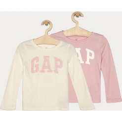 GAP - Longsleeve dziecięcy 104-176 cm (2-pack). Różowe bluzki dziewczęce GAP, z nadrukiem, z bawełny, z okrągłym kołnierzem, z długim rękawem, długie, bez kaptura. Za 139,90 zł.