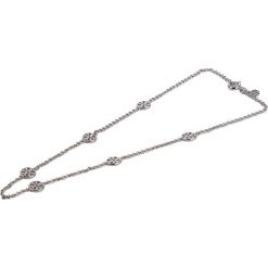 Naszyjnik TORY BURCH - Delicate Logo Necklace 37419 Tory Silver 022. Szare naszyjniki męskie Tory Burch, metalowe. Za 489,00 zł.