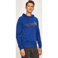 Armani Exchange - Bluza. Niebieskie bluzy męskie Armani Exchange, xl, z aplikacjami, z elastanu, z kapturem, bez rękawów, z kapturem. W wyprzedaży za 269,90 zł.