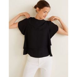 Mango - Top Marakuya. Czarne bluzki damskie marki Mango, s, z poliesteru, z okrągłym kołnierzem. W wyprzedaży za 49,90 zł.