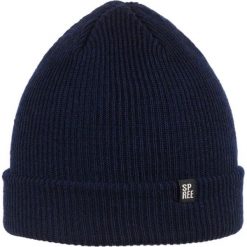 Granatowa Jesienno-Zimowa, Męska Czapka, Beanie - 100% Wełna Merino CPASPREECIT108C. Niebieskie czapki męskie Spree, na zimę, z wełny, klasyczne. Za 89,99 zł.