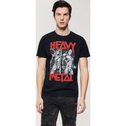T-shirty męskie z nadrukiem: T-shirt z nadrukiem heavy metal – Czarny
