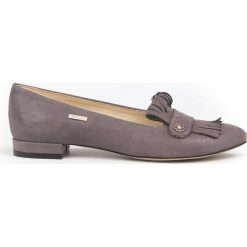 Balerinki z frędzlami - skóra naturalna - model 046 - kolor szary. Szare baleriny damskie Zapato, bez wzorów, z jeansu, klasyczne, bez obcasa, na obcasie. Za 299,00 zł.