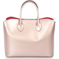 Torebki klasyczne damskie: Skórzana torebka w kolorze różowozłotym – 35 x 25 x 14 cm
