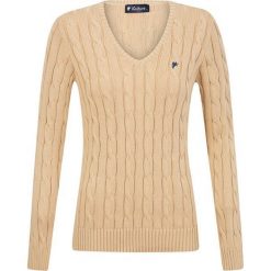 Sweter w kolorze beżowym. Brązowe swetry damskie Denim Culture, l, z haftami, z bawełny, bez rękawów, bez kaptura. W wyprzedaży za 144,95 zł.
