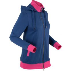 Bluza rozpinana, długi rękaw bonprix kobaltowo-ciemnoróżowy. Niebieskie bluzy damskie bonprix, bez wzorów, z długim rękawem, długie, bez kaptura. Za 99,99 zł.