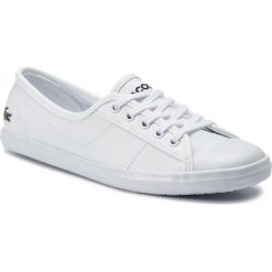 Trampki LACOSTE - Ziane Bl 1 Cfa 7-37CFA0065001 Wht. Białe półbuty damskie Lacoste, bez wzorów, ze skóry, bez zapięcia. Za 349,99 zł.