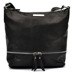 Torebki klasyczne damskie: Skórzana torebka w kolorze czarnym – (S)24 x (W)32 x (G)11,5 cm