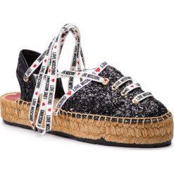 Espadryle LOVE MOSCHINO - JA10183G07JI0000 Nero. Czarne espadryle damskie marki Love Moschino, z aplikacjami, ze skóry ekologicznej, bez obcasa. Za 679,00 zł.