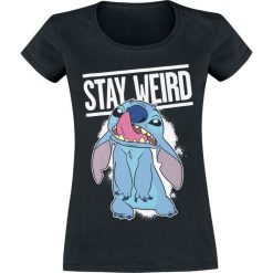 Lilo & Stitch Stitch - Stay Weird Koszulka damska czarny. Czarne koszulki damskie marki Lilo & Stitch, l, z nadrukiem, z okrągłym kołnierzem. Za 74,90 zł.