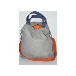 TORBA HOBO XXL - SZAROŚĆ, POMARAŃCZ, KOBALT. Szare torebki klasyczne damskie Pracownia 166, w paski, z syntetyku, bez dodatków. Za 148,72 zł.