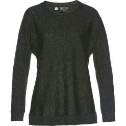 Sweter z domieszką kaszmiru bonprix antracytowy melanż. Szare swetry klasyczne damskie bonprix, z dzianiny, z okrągłym kołnierzem. Za 69,99 zł.