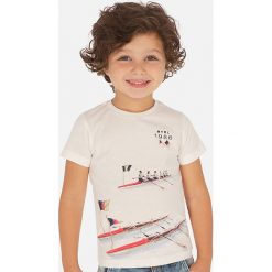 Mayoral - T-shirt dziecięcy 92-134 cm. Białe t-shirty chłopięce Mayoral, z nadrukiem, z bawełny, bez rękawów. Za 64,90 zł.