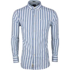 Koszula Pepe Jeans. Niebieskie koszule męskie m, w paski, z jeansu, bez kołnierzyka, bez rękawów. Za 99,00 zł.