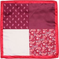 Bordowo-Czerwona Elegancka Męska Poszetka -ALTIES- 24x24 cm, Poczwórny Wzór POSZALTTANIA0453. Czerwone poszetki męskie Alties, bez wzorów, z materiału, eleganckie. Za 16,90 zł.