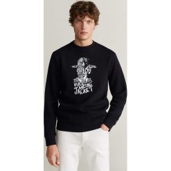 Mango Man - Bluza Jacket. Czarne bluzy męskie Mango Man, s, z nadrukiem, z bawełny, z okrągłym kołnierzem, bez rękawów, bez kaptura. W wyprzedaży za 59,90 zł.