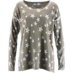 Swetry klasyczne damskie: Sweter „used look” bonprix jasnooliwkowy „used”