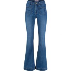 Wygodne dżinsy dzwony ze stretchem SLIM bonprix niebieski. Niebieskie jeansy damskie bonprix, bez wzorów, z jeansu. Za 89,99 zł.