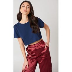 T-shirty damskie: NA-KD Basic Krótki T-shirt oversize – Blue,Navy