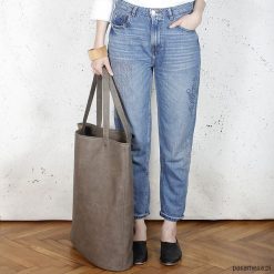 Shopper bag damskie: Mega shopper torba brązowa