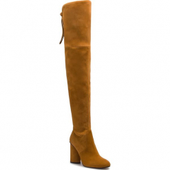 Muszkieterki STUART WEITZMAN - Helena 95 YL6255 Bridle Suede. Pomarańczowe kozaki damskie Stuart Weitzman, ze skóry, bez obcasa, bez zapięcia. W wyprzedaży za 1709,00 zł.