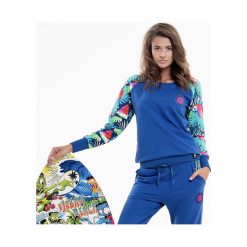 Bluza Simple Blue Parrot&Watermelon. Niebieskie bluzy damskie Zookiwear, z dresówki, sportowe, bez kaptura. Za 209,00 zł.