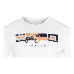 T-shirt Pepe Jeans. Białe t-shirty męskie Pepe Jeans, na lato, m, bez wzorów, z jeansu, bez kołnierzyka. Za 99,00 zł.