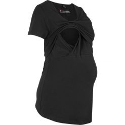 Shirt ciążowy i do karmienia bonprix czarny. Czarne koszulki damskie bonprix, bez wzorów, z okrągłym kołnierzem. Za 74,99 zł.