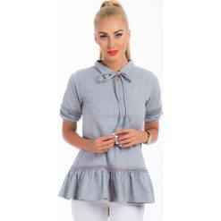 Jasnoszara bluzka z kołnierzykiem 3459. Szare bluzki damskie marki Fasardi, s, bez wzorów, bez kołnierzyka, bez rękawów. Za 52,00 zł.