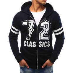 Bluzy męskie: Bluza męska z kapturem granatowa (bx2388)