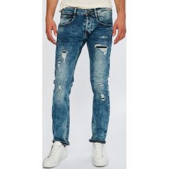 Guess Jeans - Jeansy Vermont. Niebieskie jeansy męskie marki Guess Jeans, m, z aplikacjami. W wyprzedaży za 429,90 zł.
