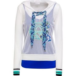 Bluza SPORTALM STORMY. Niebieskie bluzy damskie Sportalm, z haftami, z dzianiny, bez rękawów, z kapturem. Za 880,00 zł.