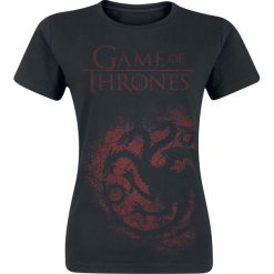 Gra o Tron House Targaryen Koszulka damska czarny. Czarne bluzki damskie marki Gra o Tron, l, z nadrukiem, z okrągłym kołnierzem. Za 74,90 zł.