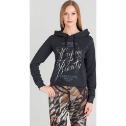 BLUZA DEHA Z NADRUKIEM. Czarne bluzy damskie Deha, xs, z nadrukiem, bez rękawów, z kapturem. Za 180,95 zł.