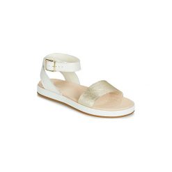 Sandały Clarks BOTANIC IVY. Białe sandały damskie Clarks, bez wzorów, bez obcasa, bez zapięcia. W wyprzedaży za 335,20 zł.