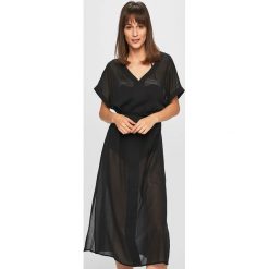 Calvin Klein Jeans - Sukienka plażowa. Czarne stroje kąpielowe damskie Calvin Klein Jeans, na co dzień, l, bez wzorów, z bawełny, bez kołnierzyka, bez rękawów, proste. W wyprzedaży za 299,90 zł.
