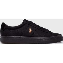Polo Ralph Lauren - Tenisówki. Czarne trampki męskie Polo Ralph Lauren, bez wzorów, ze skóry, na sznurówki. Za 339,90 zł.