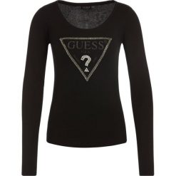 Bluzka Guess Nina W93R70 Z2760. Czarne bluzki damskie Guess, l, z aplikacjami, z elastanu, bez kołnierzyka, bez rękawów. W wyprzedaży za 199,00 zł.