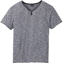 T-shirt melanżowy z dekoltem w serek, Regular Fit bonprix czarno-biały melanż. Szare koszulki męskie bonprix, s, bez wzorów, z dekoltem w serek, bez rękawów. Za 44,99 zł.