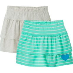 Spódnica shirtowa z falbanami (2 szt.) bonprix naturalny melanż + akwamaryna w paski. Białe spódniczki dziewczęce bonprix, w paski. Za 39,98 zł.