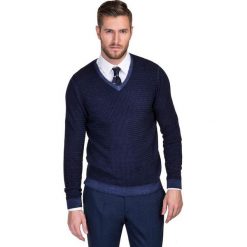 Sweter MANUELE SWGS000143. Pomarańczowe swetry klasyczne męskie marki Giacomo Conti, na zimę, m, z wełny, klasyczne, z klasycznym kołnierzykiem. Za 399,00 zł.