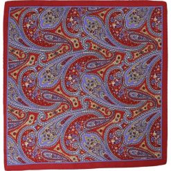 Poszetka Męska CHATTIER - Oryginalny Wzór Orientalny, Czerwona POSZCH0286. Czerwone poszetki męskie Chattier, z materiału, eleganckie. Za 27,00 zł.