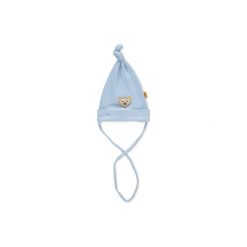 Steiff Boys Baby Czapka wiązana baby blue - niebieski. Niebieskie czapeczki niemowlęce Steiff, z bawełny. Za 66,00 zł.